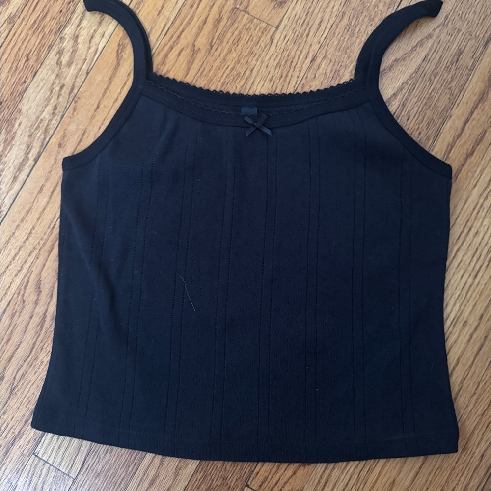 Elegant Black Camisole with Bow Accent